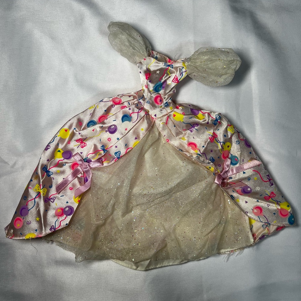 Vintage 90s Happy Birthday Barbie Pink White Gown Mattel Doll DRESS ONLY‎